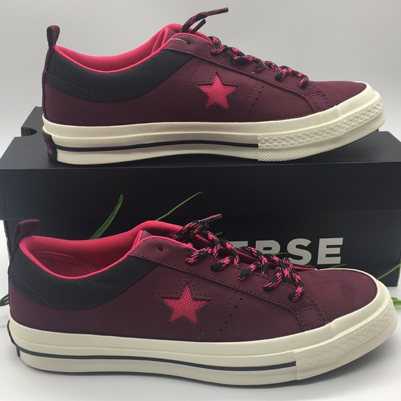 /CONVERSE ONE STAR OX dark burgundy/pink pop/black WMNS sneakers - Picture 2 of 8